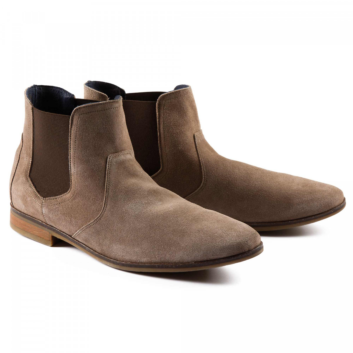 Boots cuir velours 44 Taupe