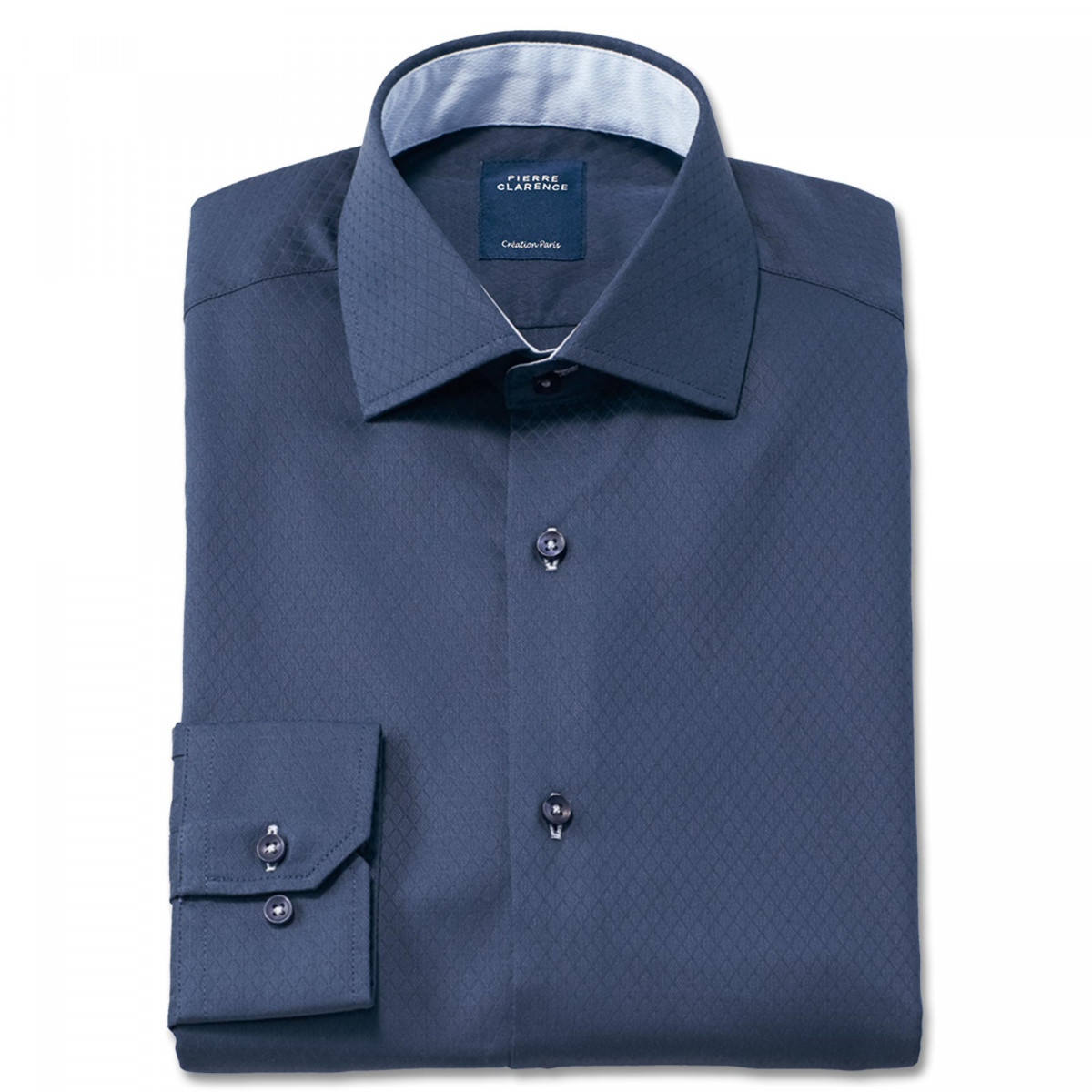 Chemise droite coton col semi-italien 39/40 (M) Bleu marine