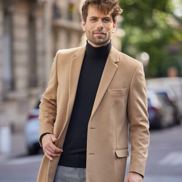 manteau homme droit laine
