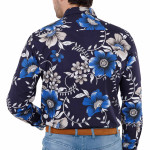 Chemise droite coton imprimé floral col boutonné