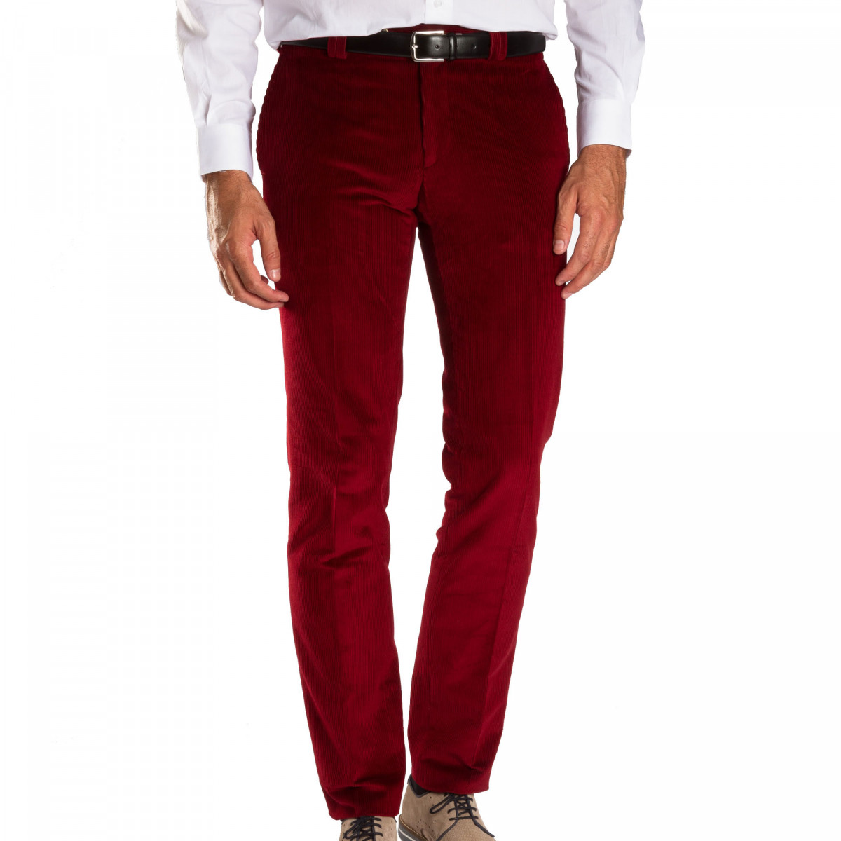 Pantalon velours extensible 46 Rouge