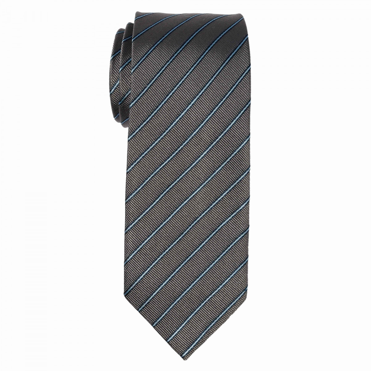 Cravate slim rayure bicolore - Soie Gris
